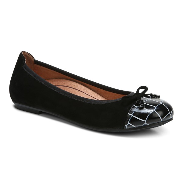 Vionic Flats Ireland - Minna Ballet Flat Black - Womens Shoes In Store | LFEJV-8403